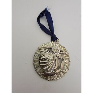 Vintage Trumpeting Angel Christmas Ornament Medallion Holiday Decor